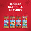 Four McCormick Salt-Free Flavors are displayed against a red background with snowflakes.