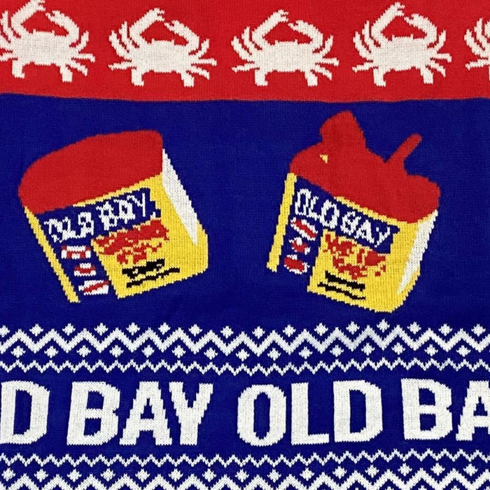 A pattern featuring Old Bay seasoning containers and crabs.