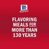 The McCormick logo is displayed above the text "Flavoring meals for more than 130 years" on a red background.