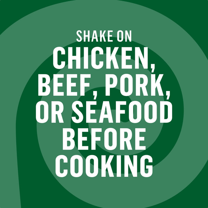 Shake on chicken, beef, pork, or seafood before cooking.