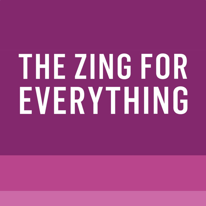 The Zing For Everything logo on a purple background.