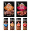 This image features McCormick Grill Mates marinade mixes and seasonings in various flavors including Chipotle Pepper Honey Sriracha Montreal Steak Chipotle &amp; Roasted Garlic Nashville Hot Chicken and Chili Garlic Tri-Tip.