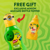 A promotional image advertises a free exclusive Minion mustard bottle topper, shown on a bottle of French's Goomi's Green Mustard, next to a bottle of French's Minion Classic Yellow Mustard.