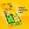A promotional French's box for the Minions &amp; Monsters movie contains a bottle of Goomi's Green Mustard and a bottle of Minion Classic Yellow Mustard, with text that reads, While Supplies Last.