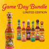 A promotional image for the limited edition Dtcchovpbundle shows a collection of Cholula Hot Sauce bottles, including Original with a special soccer ball cap, Chili Lime, Sweet Habanero, Extra Hot, Green Pepper, Chipotle, and Chili Garlic, all set against a vibrant yellow background.