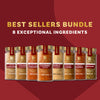 The Mkc Gourmet Bestsellers Bundle Count is displayed with eight jars of McCormick Gourmet organic spices, including Ground Coriander, Italian Seasoning, and Cayenne Pepper, lined up against a red background.