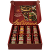An open red gift box of the Gourmet Bundle Global Exploration Dtcmckvb from McCormick displays eight assorted spices from the Gourmet Collection, including Saffron, Turmeric, and Garam Masala.