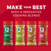 An advertisement for the Mccormick Dtc Blends Bundles Innovative shows four McCormick Signature Seasonings bottles-Chimichurri, Garlic &amp; Olive Oil, Caramelized Onion, and Chili Garlic-against a red background with the text MAKE YOUR BEST WITH 4 INNOVATIVE COOKING BLENDS.