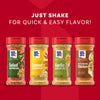 A promotional image for the Mccormick Dtc Blends Bundles Iconic displays four signature seasonings-Salad Supreme, Lemon &amp; Pepper, Garlic &amp; Olive Oil, and Rotisserie Chicken-against a red background with the text, Just shake for quick &amp; easy flavor!