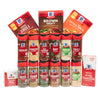 A collection of McCormick spices and seasonings, including Paprika, Chili Powder, Ground Cinnamon, and Pure Vanilla Extract, are arranged in rows against a white background.
