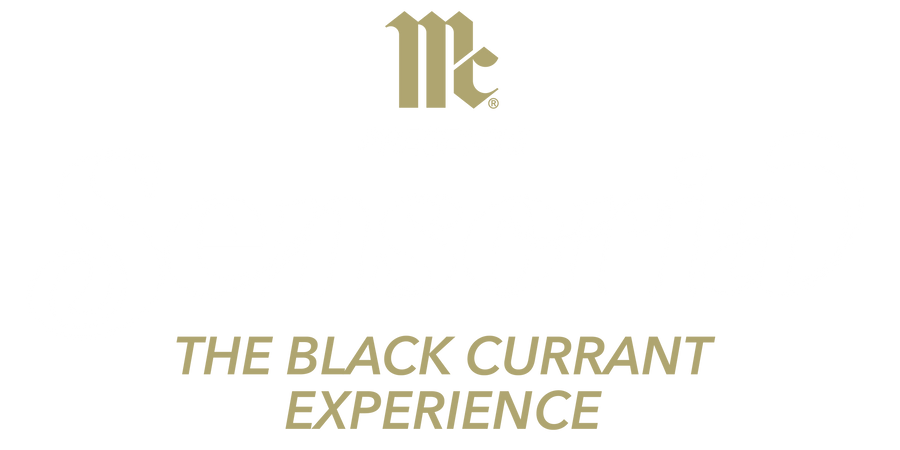 Gold logo and text 'McCormick Presents Sensoria: The Black Currant Experience' on a transparent background