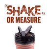 A spice jar with the words Shake or Measure above it.