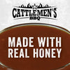 Cattlemen\s BBQ logo with a bowl of sauce and the text Made with real honey.