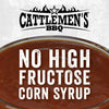 A bowl of Cattlemens BBQ sauce with the text No High Fructose Corn Syrup on top.