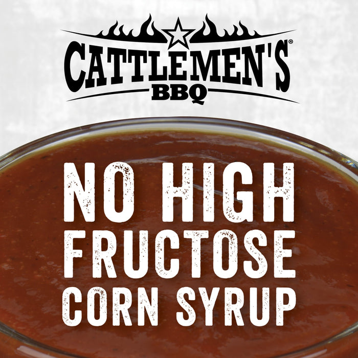 A bowl of Cattlemens BBQ sauce with the text No High Fructose Corn Syrup on top.