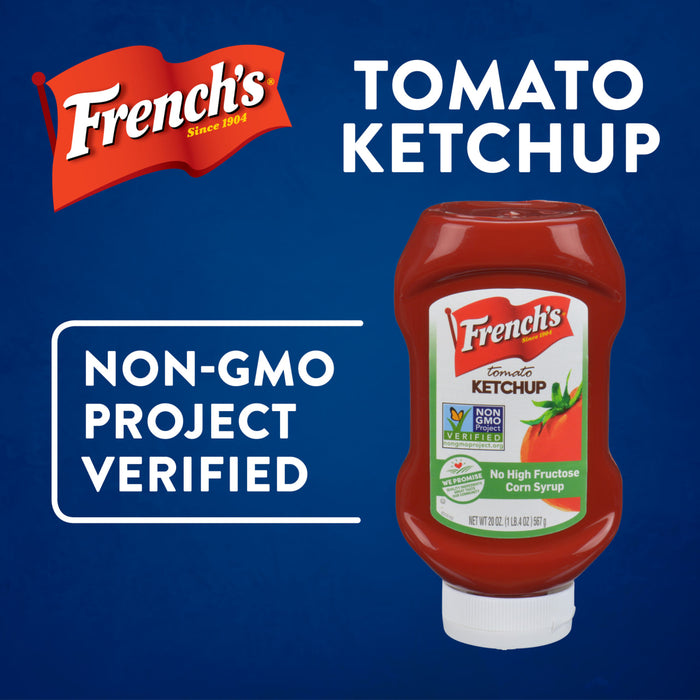 A bottle of Frenchs Tomato Ketchup with a Non-GMO Project Verified label.