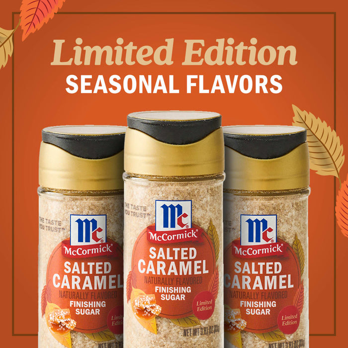A promotional image for McCormick's Limited Edition Salted Caramel seasoning.