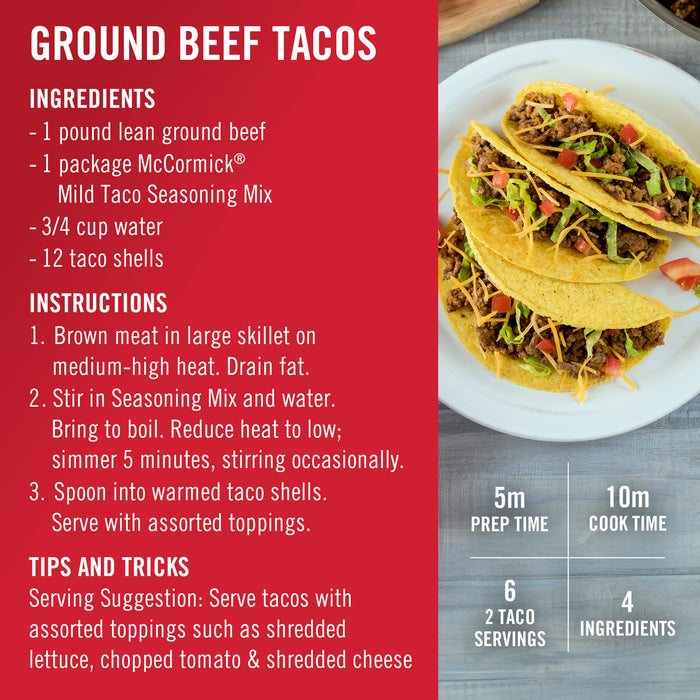 McCormick® Mild Taco Seasoning Mix, 1 oz (6-Pack)
