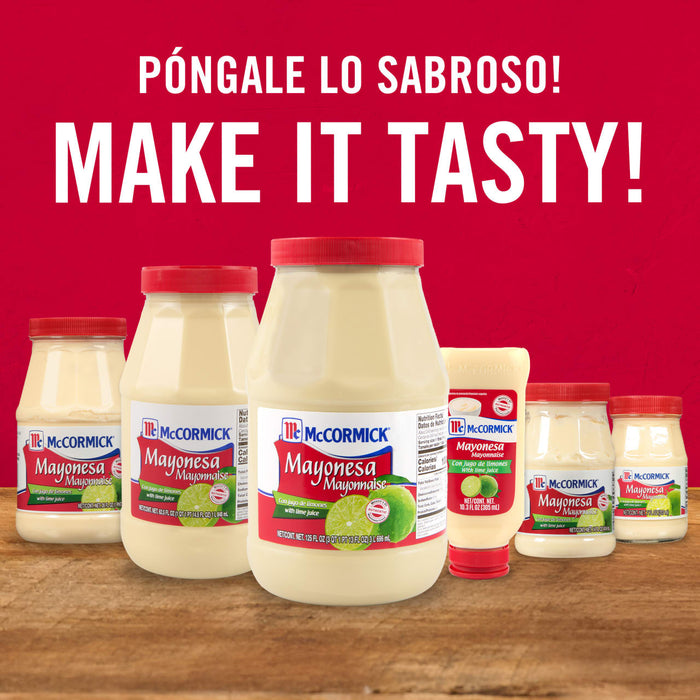 A variety of McCormick Mayonnaise bottles with lime juice.
