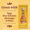 A packet of Cholula Original Hot Sauce with text that says Great with Eggs Rice &amp; Beans Beverages &amp; Pizza.
