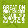 An illustration of a sprig of herbs with the text Great on pork chicken or stir into vinaigrettes or marinara sauce.