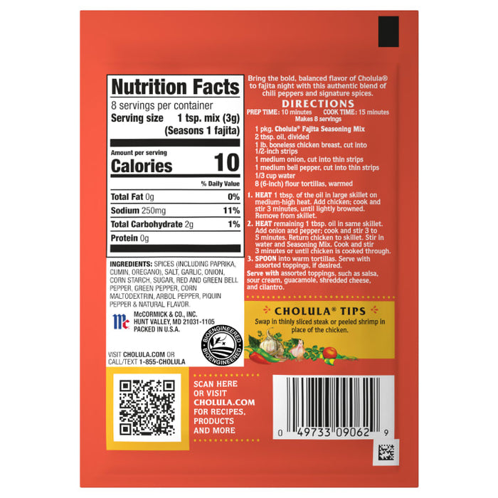 Cholula® Original Fajita - Medium Seasoning Mix, 0.87 oz (6-Pack)