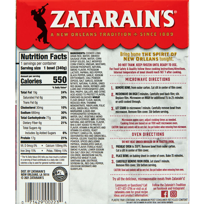 Zatarain's® Frozen Red Bean And Rice With Sausage, 12 oz