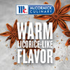 McCormick Culinary logo with star anise and text that reads Warm licorice-like flavor.