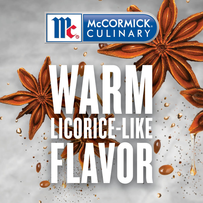 McCormick Culinary logo with star anise and text that reads Warm licorice-like flavor.
