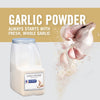 A container of McCormick Culinary Garlic Powder with whole garlic cloves in the background.