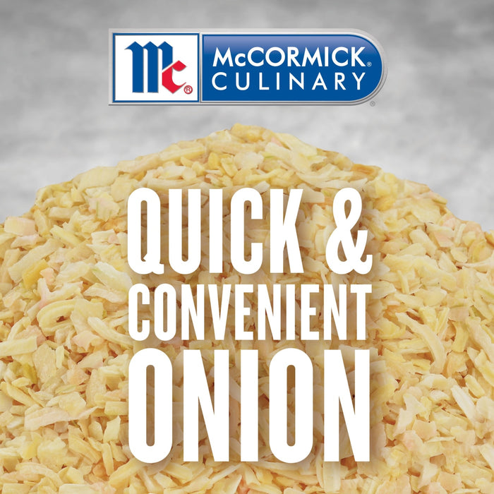 McCormick Culinary Quick &amp; Convenient Onion is a pile of dried onion flakes.