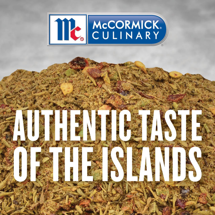 McCormick Culinary seasoning blend with the text Authentic Taste of the Islands.