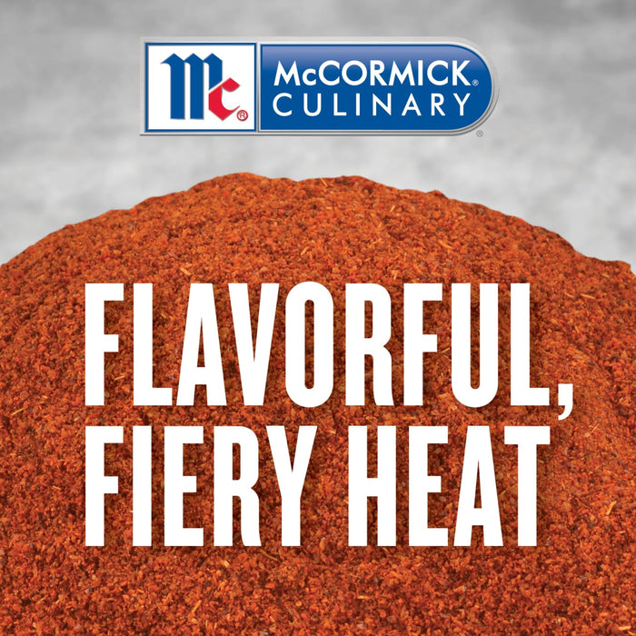 McCormick Culinary logo with a pile of red chili powder and the text Flavorful Fiery Heat.