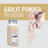A jar of McCormick Garlic Powder with fresh garlic cloves in the background.