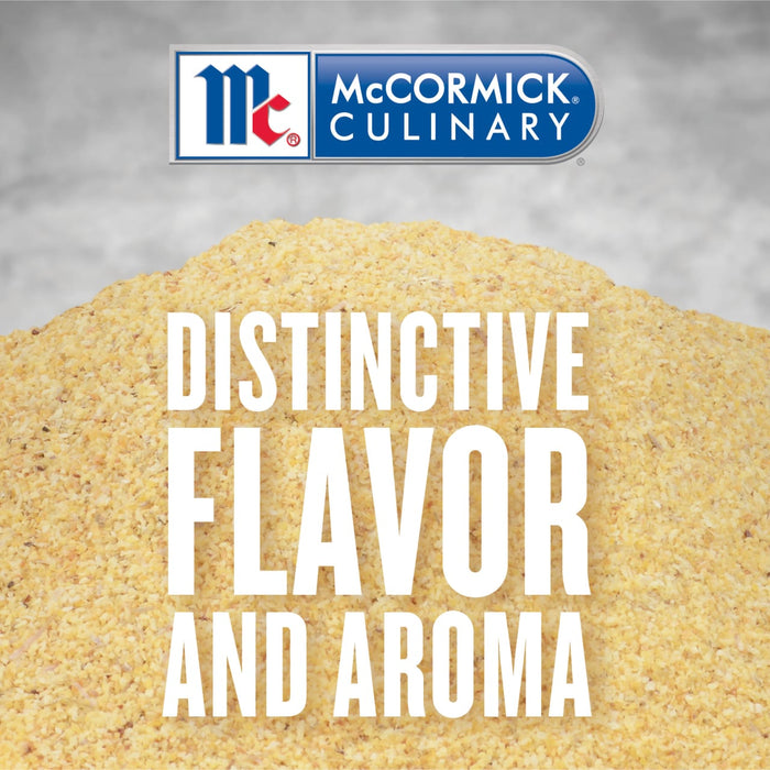 McCormick Culinary logo with a pile of yellow granules with the text DISTINCTIVE FLAVOR AND AROMA