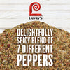 A close-up of Lawrys Seasoning Blend a mix of 7 different peppers.
