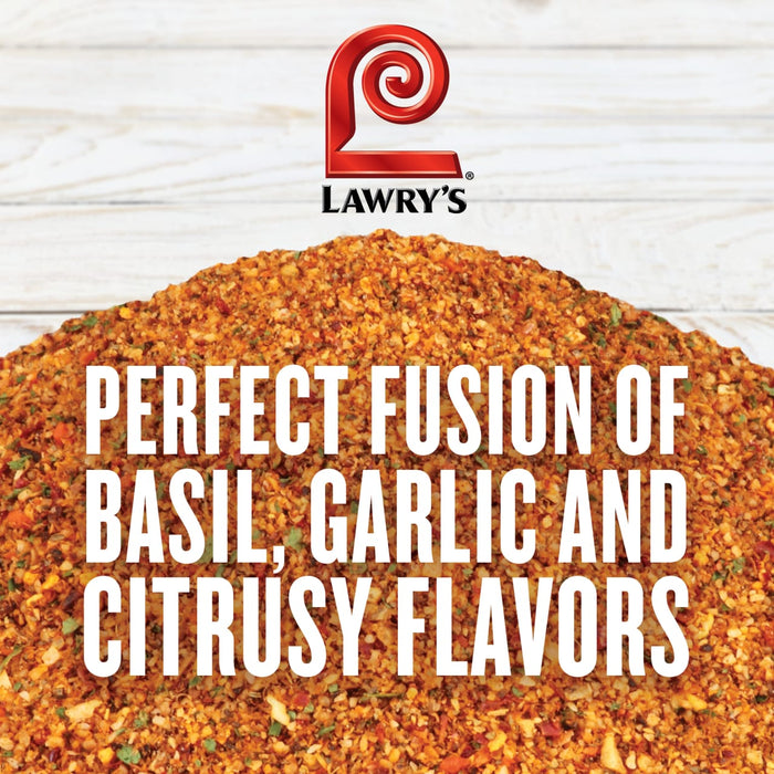 Lawrys seasoning blend with a perfect fusion of basil garlic and citrusy flavors.