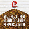 A close-up of Lawrys Salt-Free Citrusy Blend of Lemon Peppers &amp; More seasoning.