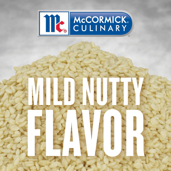 McCormick Culinary Sesame Seeds with the text Mild Nutty Flavor on top.