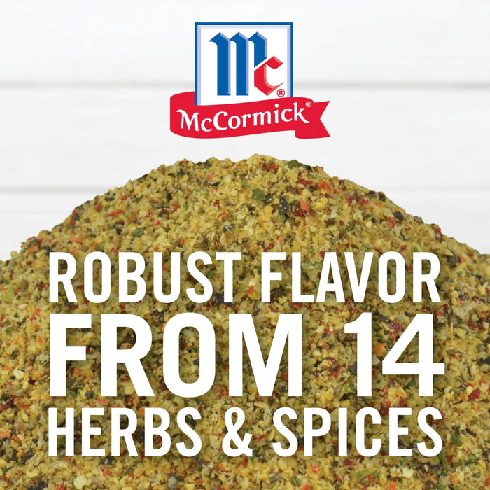 McCormick spices with the text Robust Flavor From 14 Herbs &amp; Spices on top.