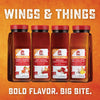 Four Lawrys Wings &amp; Things seasoning mixes are shown with their ingredients and net weight.