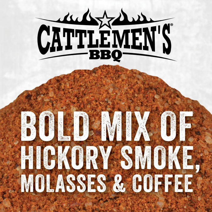 A logo for Cattlemen\s BBQ with a tagline that reads Bold mix of hickory smoke molasses &amp; coffee.