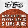 A logo for Cattlemen\s BBQ with a tagline that reads Tangy mix of chili pepper garlic &amp; lime juice.