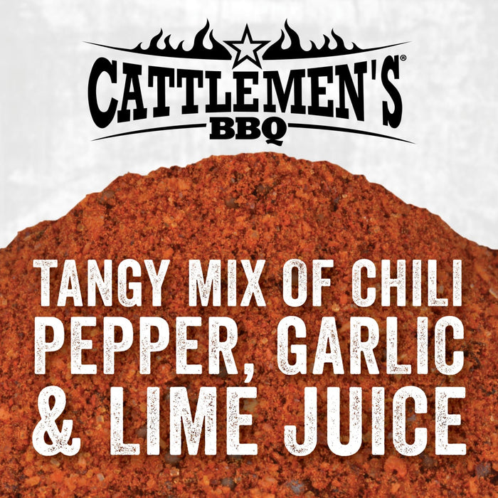 A logo for Cattlemen\s BBQ with a tagline that reads Tangy mix of chili pepper garlic &amp; lime juice.