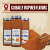 Three McCormick Culinary seasoning jars with different flavors: Moroccan Japanese Seven Spice and Peruvian.