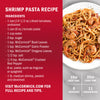 McCormick's Shrimp Pasta Recipe with a list of ingredients and a photo of the finished dish.