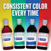 Four bottles of McCormick Culinary food coloring in yellow green blue and red.