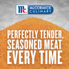 McCormick Culinary logo with a pile of seasoning and the text Perfectly tender seasoned meat every time.