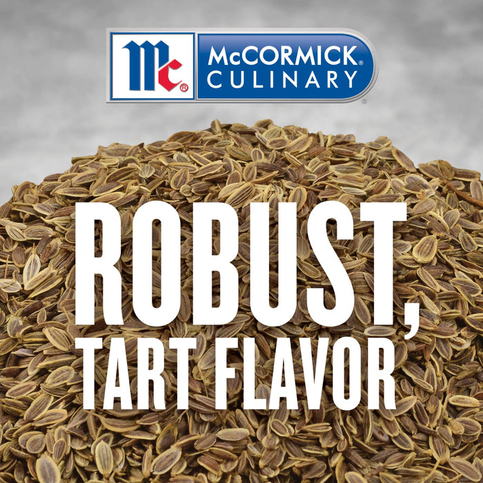 McCormick Culinary logo with a pile of dill seeds and the text Robust Tart Flavor.
