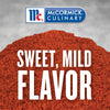 McCormick Culinary logo with a pile of red chili powder and the text Sweet Mild Flavor.